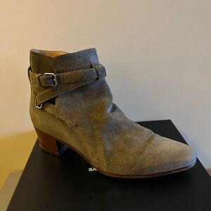 YSL Saint Laurent Blake Jodhpur Suede Bootie in Kaki Beige Suede 41.5 US 10.5